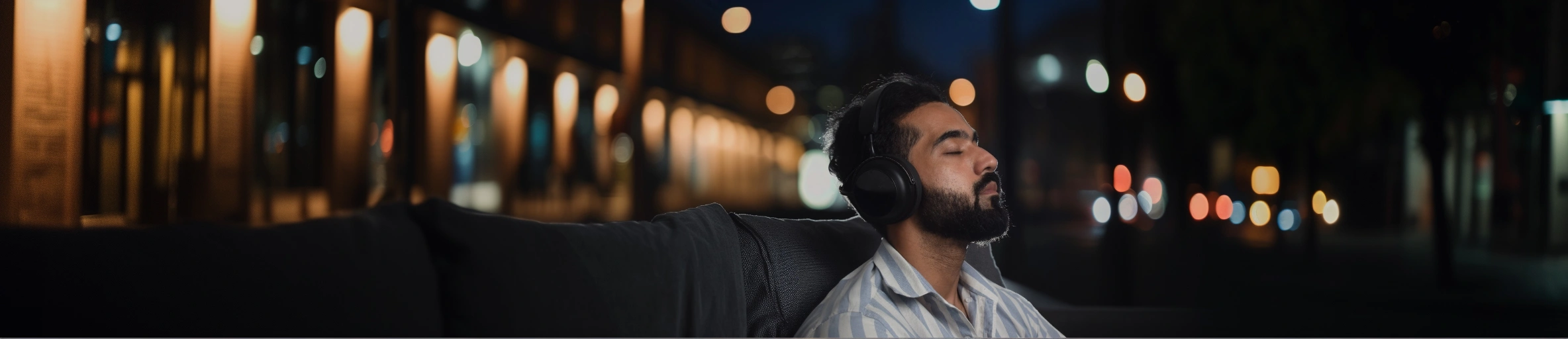 Man using Sychedelic headphones